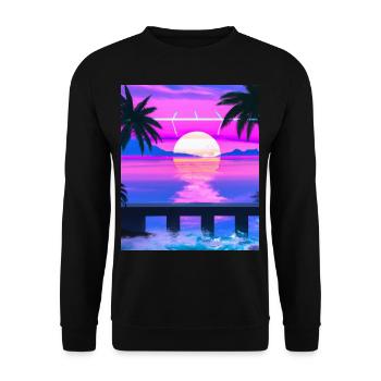 Synthwave Sun Hawaii Vaporwave Esthétique - Sweat-shirt Unisexe - noir - Devant - Alina (178cm) & Michal (187cm)