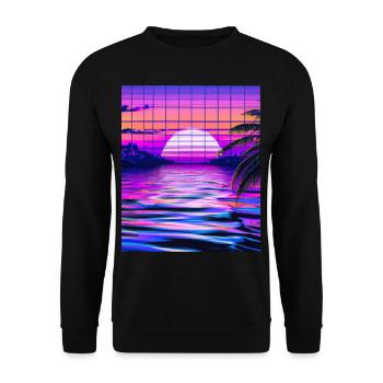 Synthwave Sun Hawaii Vaporwave Esthétique - Sweat-shirt Unisexe - noir - Devant - Alina (178cm) & Michal (187cm)