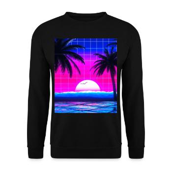 Synthwave Sun Hawaii Vaporwave Aesthetic - Unisex Sweatshirt - black - Front - Alina (178cm) & Michal (187cm)