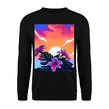 Synthwave Sun Hawaii Vaporwave Aesthetic - Unisex Sweatshirt - black - Front - Alina (178cm) & Michal (187cm)