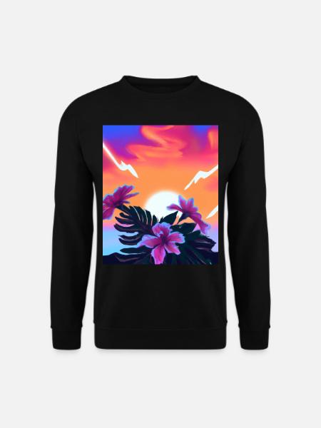 Synthwave Sun Hawaii Vaporwave Aesthetic - Unisex Pullover - Schwarz
