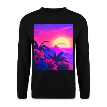 Synthwave Sun Hawaii Vaporwave Esthétique - Sweat-shirt Unisexe - noir - Devant - Alina (178cm) & Michal (187cm)