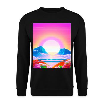 Synthwave Sun Hawaii Vaporwave Esthétique - Sweat-shirt Unisexe - noir - Devant - Alina (178cm) & Michal (187cm)