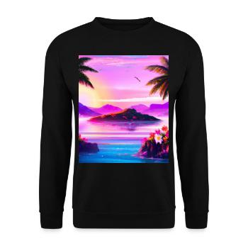 Synthwave Sun Hawaii Vaporwave Aesthetic - Unisex Sweatshirt - black - Front - Alina (178cm) & Michal (187cm)