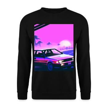 Vaporwave Esthétique Synthwave Car - Sweat-shirt Unisexe - noir - Devant - Alina (178cm) & Michal (187cm)