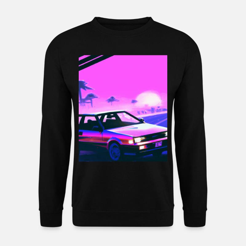 Vaporwave Aesthetic Synthwave Car - Unisex Sweatshirt - black