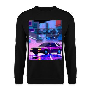 Vaporwave Esthétique Synthwave Car - Sweat-shirt Unisexe - noir - Devant - Alina (178cm) & Michal (187cm)
