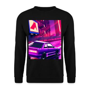 Vaporwave Esthétique Synthwave Car - Sweat-shirt Unisexe - noir - Devant - Alina (178cm) & Michal (187cm)