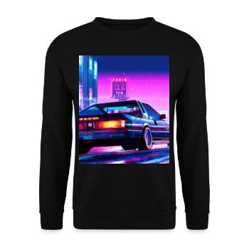 Vaporwave Esthétique Synthwave City - Sweat-shirt Unisexe - noir - Devant - Alina (178cm) & Michal (187cm)