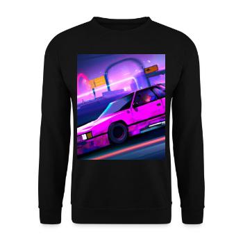 Vaporwave Esthétique Synthwave Car - Sweat-shirt Unisexe - noir - Devant - Alina (178cm) & Michal (187cm)