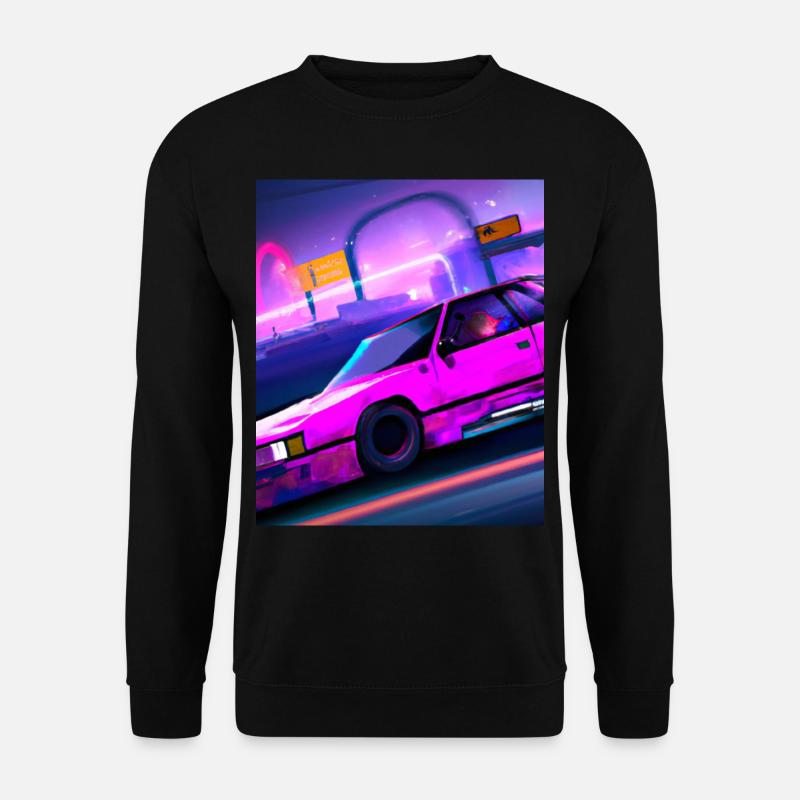 Vaporwave Aesthetic Synthwave Car - Unisex Sweatshirt - black