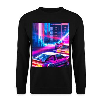 Vaporwave Esthétique Synthwave City - Sweat-shirt Unisexe - noir - Devant - Alina (178cm) & Michal (187cm)