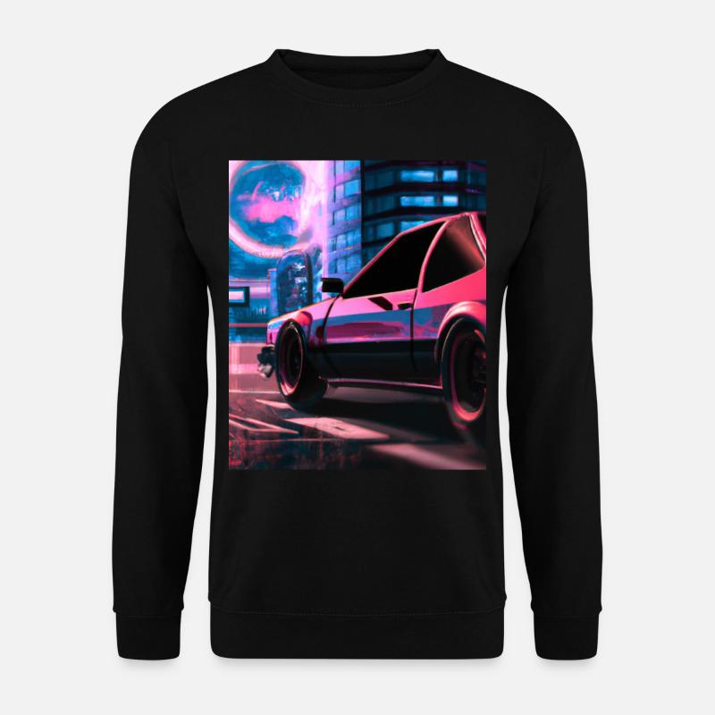 Vaporwave Aesthetic Synthwave Car - Unisex Sweatshirt - black