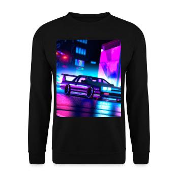 Vaporwave Esthétique Synthwave Car - Sweat-shirt Unisexe - noir - Devant - Alina (178cm) & Michal (187cm)