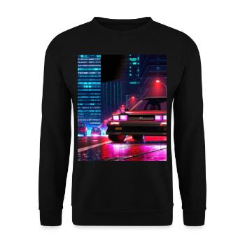 Vaporwave Esthétique Synthwave Car - Sweat-shirt Unisexe - noir - Devant - Alina (178cm) & Michal (187cm)