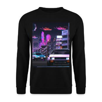 Vaporwave Esthétique Synthwave Car - Sweat-shirt Unisexe - noir - Devant - Alina (178cm) & Michal (187cm)