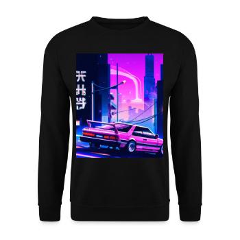 Vaporwave Esthétique Synthwave Car - Sweat-shirt Unisexe - noir - Devant - Alina (178cm) & Michal (187cm)