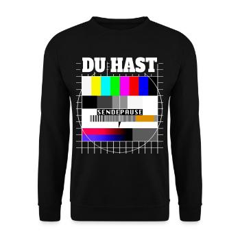 Du Hast Sendepause Testbild 90er Party 80er Jahre - Unisex Pullover - Schwarz - Vorne - Alina (178cm) & Michal (187cm)