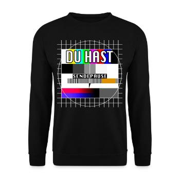 Du Hast Sendepause Testbild 90er Party 80er Jahre - Unisex Pullover - Schwarz - Vorne - Alina (178cm) & Michal (187cm)