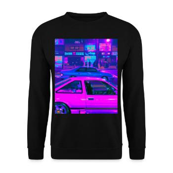 Vaporwave Esthétique Synthwave Car - Sweat-shirt Unisexe - noir - Devant - Alina (178cm) & Michal (187cm)