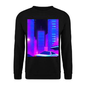 Vaporwave Esthétique Synthwave City - Sweat-shirt Unisexe - noir - Devant - Alina (178cm) & Michal (187cm)