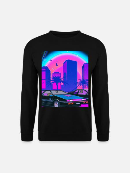 Vaporwave Aesthetic Synthwave City - Unisex Pullover - Schwarz