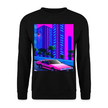 Vaporwave Esthétique Synthwave City - Sweat-shirt Unisexe - noir - Devant - Alina (178cm) & Michal (187cm)