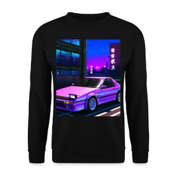 Vaporwave Esthétique Synthwave Car - Sweat-shirt Unisexe - noir - Devant - Alina (178cm) & Michal (187cm)