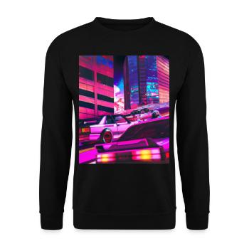 Vaporwave Esthétique Synthwave City - Sweat-shirt Unisexe - noir - Devant - Alina (178cm) & Michal (187cm)