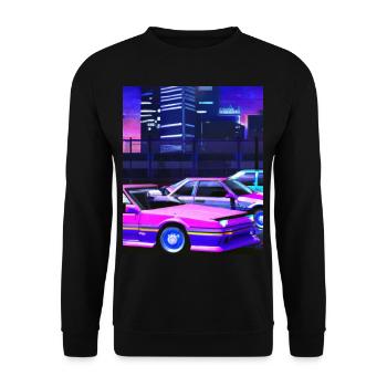 Vaporwave Esthétique Synthwave City - Sweat-shirt Unisexe - noir - Devant - Alina (178cm) & Michal (187cm)