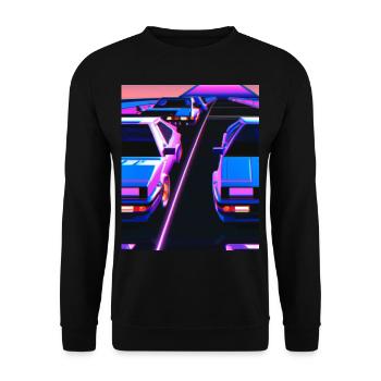 Vaporwave Esthétique Synthwave Car - Sweat-shirt Unisexe - noir - Devant - Alina (178cm) & Michal (187cm)