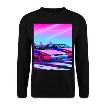 Vaporwave Esthétique Synthwave Car - Sweat-shirt Unisexe - noir - Devant - Alina (178cm) & Michal (187cm)