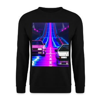 Vaporwave Esthétique Synthwave Car - Sweat-shirt Unisexe - noir - Devant - Alina (178cm) & Michal (187cm)