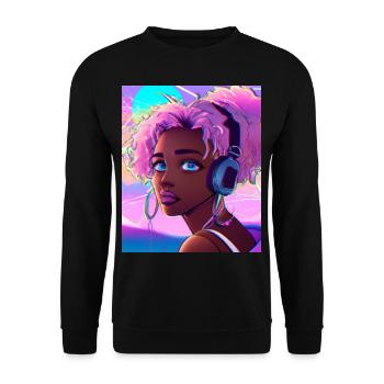 Pastel Aesthetic Cute Anime Girl - Unisex Sweatshirt - black - Front - Alina (178cm) & Michal (187cm)