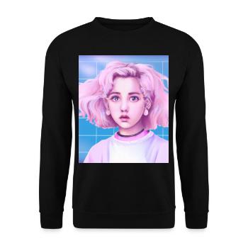 Pastel Aesthetic Cute Anime Girl - Unisex Sweatshirt - black - Front - Alina (178cm) & Michal (187cm)