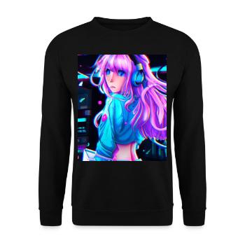 Pastel Aesthetic Cute Anime Girl - Unisex Sweatshirt - black - Front - Alina (178cm) & Michal (187cm)
