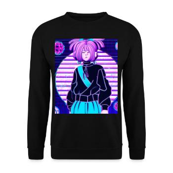 Pastel Esthétique Triste Anime Fille - Sweat-shirt Unisexe - noir - Devant - Alina (178cm) & Michal (187cm)