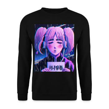 Pastel Esthétique Triste Anime Fille - Sweat-shirt Unisexe - noir - Devant - Alina (178cm) & Michal (187cm)