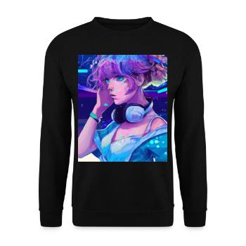 Pastel Aesthetic Cute Anime Girl - Unisex Sweatshirt - black - Front - Alina (178cm) & Michal (187cm)