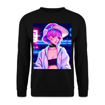 Pastel Esthétique Triste Anime Fille - Sweat-shirt Unisexe - noir - Devant - Alina (178cm) & Michal (187cm)