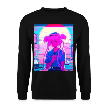 Pastel Esthétique Triste Anime Fille - Sweat-shirt Unisexe - noir - Devant - Alina (178cm) & Michal (187cm)
