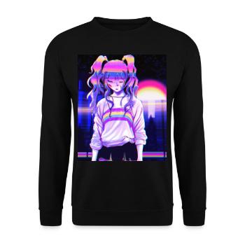 Pastel Esthétique Triste Anime Fille - Sweat-shirt Unisexe - noir - Devant - Alina (178cm) & Michal (187cm)