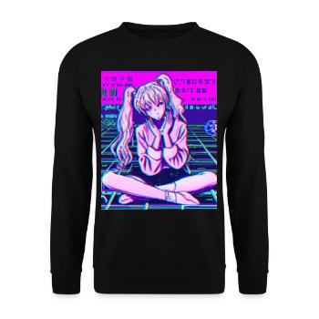 Pastel Esthétique Triste Anime Fille - Sweat-shirt Unisexe - noir - Devant - Alina (178cm) & Michal (187cm)