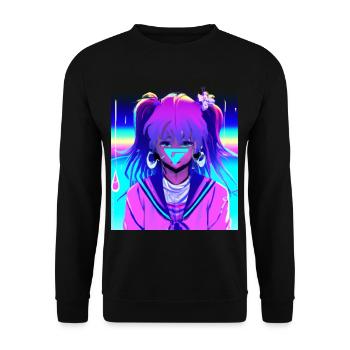 Pastel Esthétique Triste Anime Fille - Sweat-shirt Unisexe - noir - Devant - Alina (178cm) & Michal (187cm)