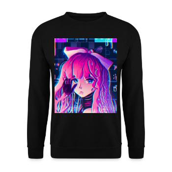 Pastel Esthétique Triste Anime Fille - Sweat-shirt Unisexe - noir - Devant - Alina (178cm) & Michal (187cm)