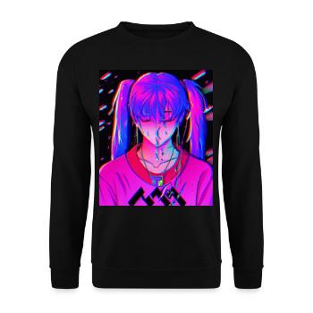 Pastel Esthétique Triste Anime Fille - Sweat-shirt Unisexe - noir - Devant - Alina (178cm) & Michal (187cm)
