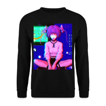 Pastel Esthétique Triste Anime Fille - Sweat-shirt Unisexe - noir - Devant - Alina (178cm) & Michal (187cm)