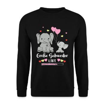Big sister invites elephant - Unisex Sweatshirt - black - Front - Alina (178cm) & Michal (187cm)