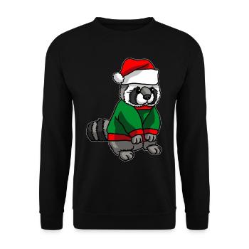 Raccoon with Christmas Hat Christmas Costume - Unisex Sweatshirt - black - Front - Alina (178cm) & Michal (187cm)