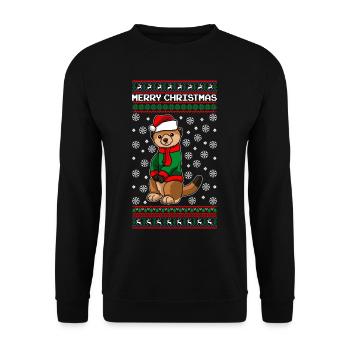 Suricate avec pull de Noël moche - Sweat-shirt Unisexe - noir - Devant - Alina (178cm) & Michal (187cm)